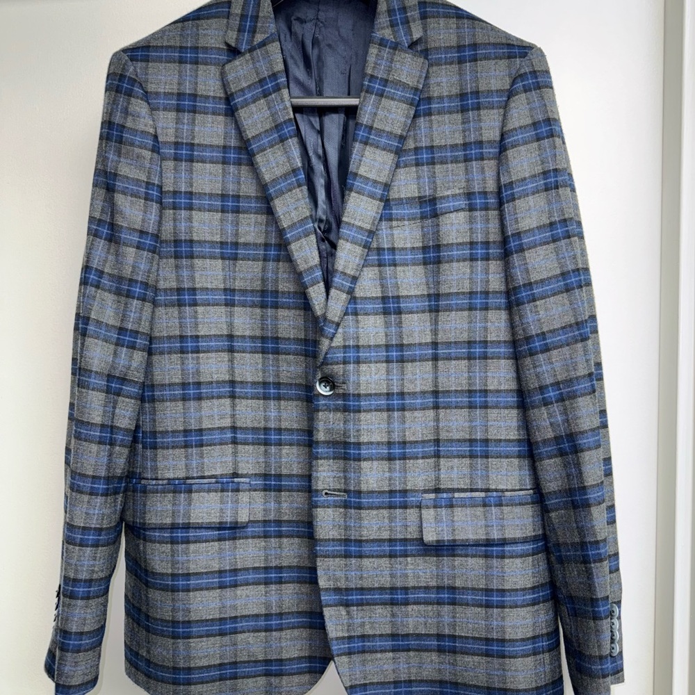 Ben Sherman Navy and Gray Checkered Blazer